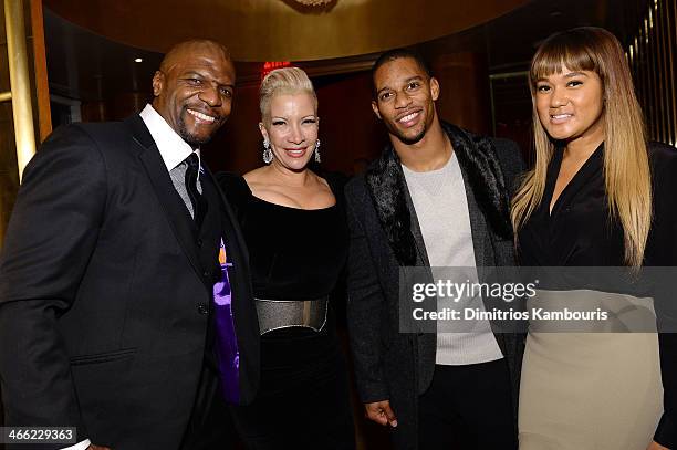 Actor and former professional football player Terry Crews, actress Rebecca King Crews, professional football player Victor Cruz, and Elaina Watley...