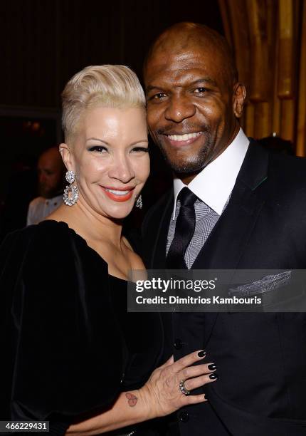 Actress Rebecca King Crews and actor and former professional football player Terry Crews attend the GQ Super Bowl Party 2014 sponsored by Patron...