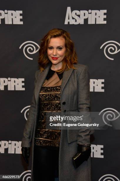 Alyssa Milano attends Time Warner Cable Studios And Aspire Bring Soul To The Big Game on January 31, 2014 in New York City.