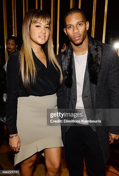 Elaina Watley and professional football player Victor Cruz attend the GQ Super Bowl Party 2014 sponsored by Patron Tequila, Van Heusen, and Miller...