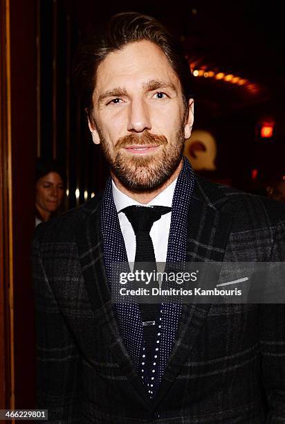 Professional ice hockey player Henrik Lundqvist attends the GQ Super Bowl Party 2014 sponsored by Patron Tequila, Van Heusen, and Miller Fortune on...