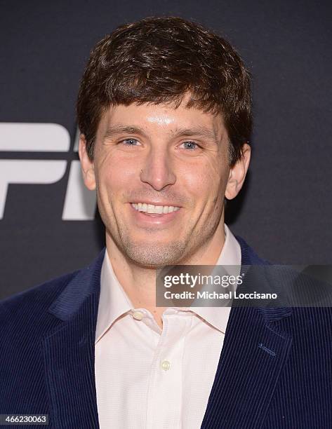 Former NFL player Hunter Hillenmeyer atthens ESPN The Party at Basketball City - Pier 36 - South Street on January 31, 2014 in New York City.