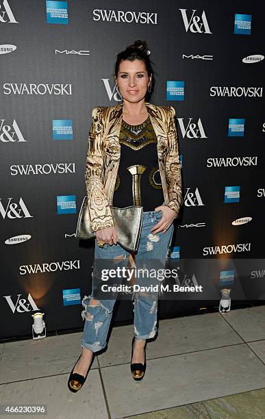 Grace Woodward arrives at the Alexander McQueen: Savage Beauty VIP private view at the Victoria and Albert Museum on March 14, 2015 in London,...