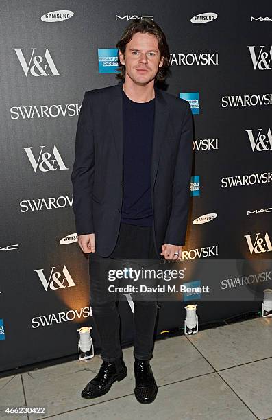 Christopher Kane arrives at the Alexander McQueen: Savage Beauty VIP private view at the Victoria and Albert Museum on March 14, 2015 in London,...
