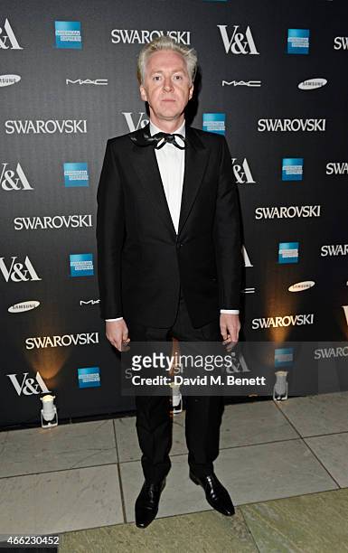 Philip Treacy arrives at the Alexander McQueen: Savage Beauty VIP private view at the Victoria and Albert Museum on March 14, 2015 in London, England.