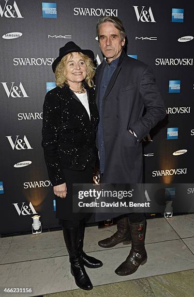 Sinead Cusack and Jeremy Irons arrive at the Alexander McQueen: Savage Beauty VIP private view at the Victoria and Albert Museum on March 14, 2015 in...