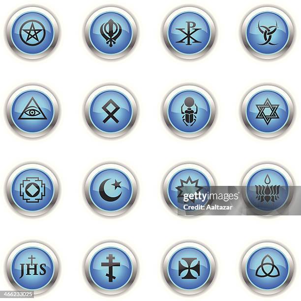 blue icons - religious symbols - baptism vector stock illustrations