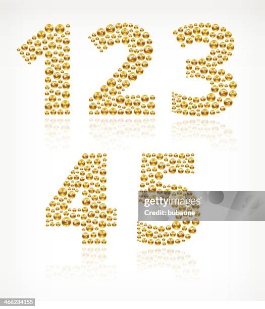 numbers 1-5 in gold coin buttons - third shift stock illustrations