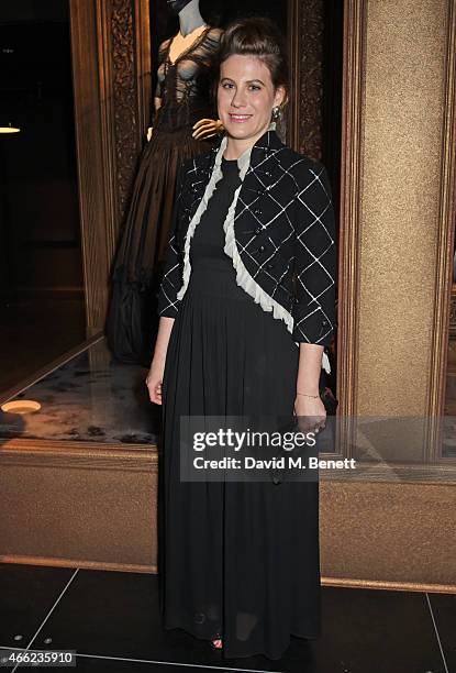 Francesca Versace attends the Alexander McQueen: Savage Beauty VIP private view at the Victoria and Albert Museum on March 14, 2015 in London,...