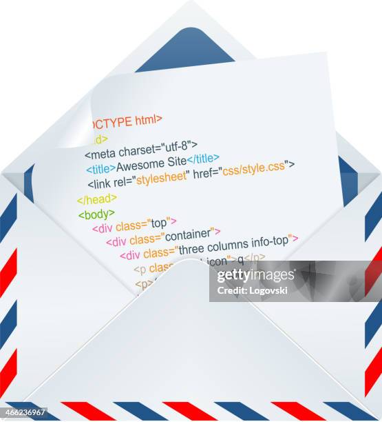 web code in mail - html stock illustrations
