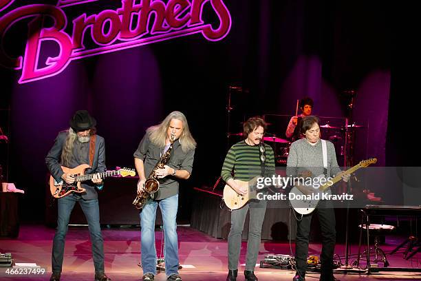 Pat Simmons, Marc Russo, Tom Johnson and John Mcfee of the Doobie Brothers performs at The Concert Venue Harrah's on January 31, 2014 in Atlantic...