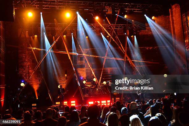 Guitarist Brad Fernquist, drummer Rick Woolsterhulme Jr., singer Johnny Rzeznik, guitarist Korel Tunador, and bassist Robby Takac of The Goo Goo...