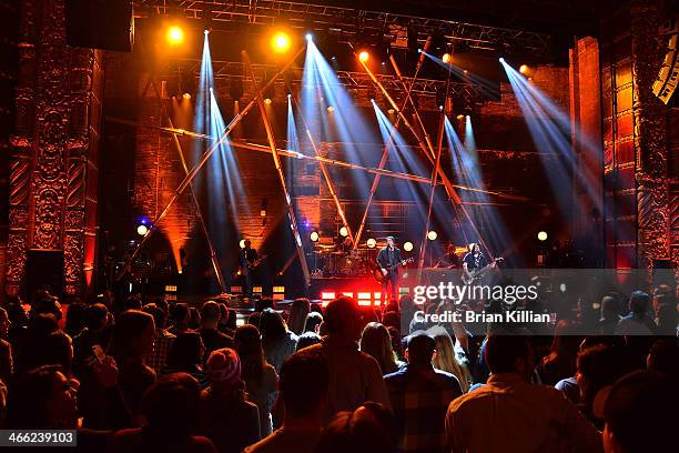 Guitarist Brad Fernquist, drummer Rick Woolsterhulme Jr., singer Johnny Rzeznik, guitarist Korel Tunador, and bassist Robby Takac of The Goo Goo...