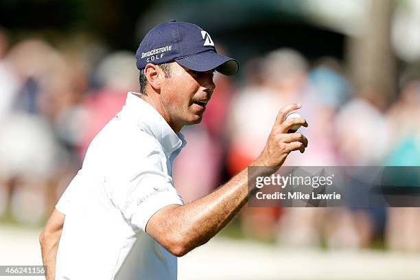 Matt Kuchar reacts after putting on the 16th green during the third round of the Valspar Championship at Innisbrook Resort Copperhead Course on March...