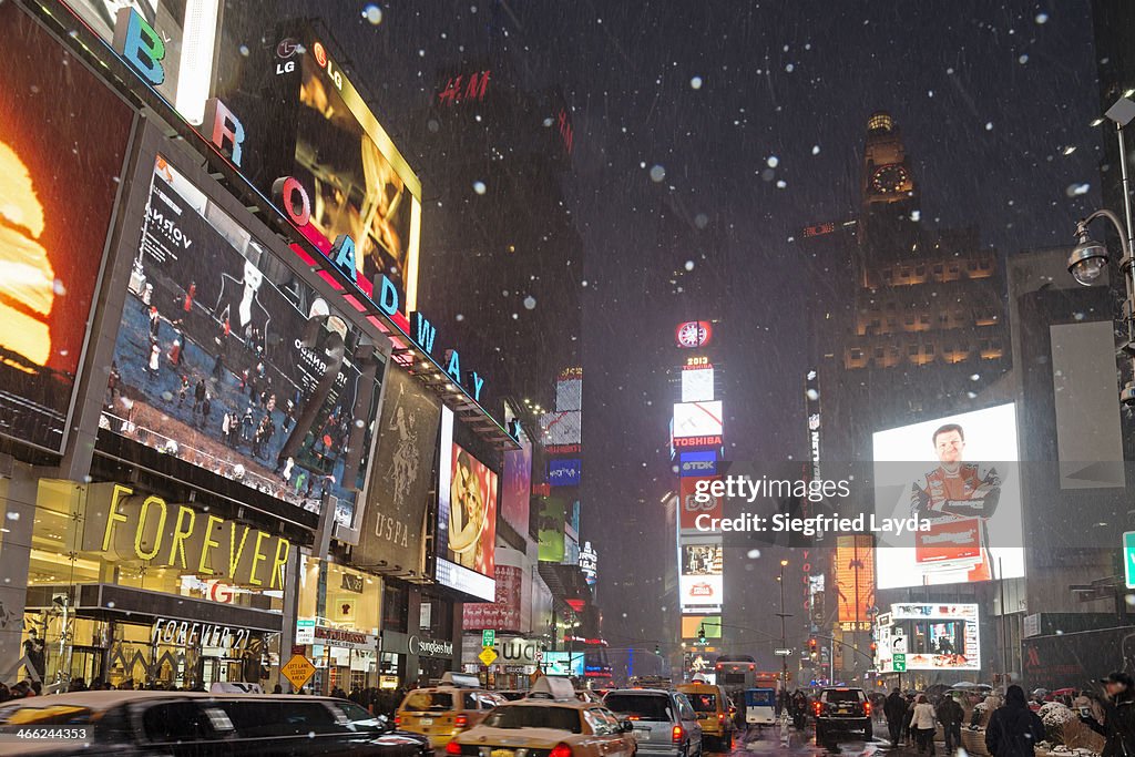 Snow at Times Square