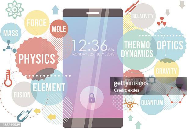 smartphone for physics - einstein stock illustrations