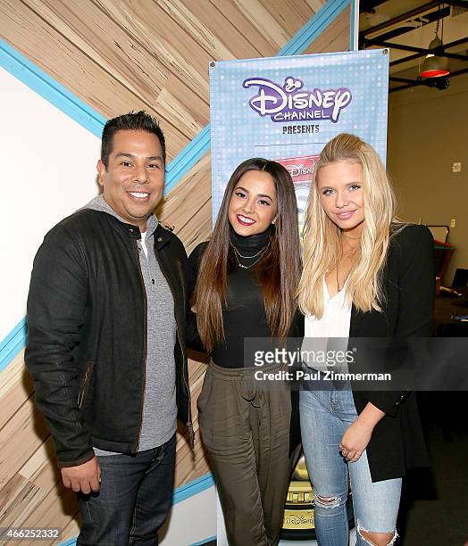 Ernie D, Becky G and Alli Simpson attend Radio Disney's "On The Road To The RDMAs" concert for fans at YouTube Space on March 14, 2015 in New York...