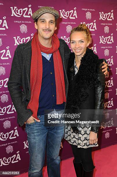 Max von Thun and girlfriend Kim Eberle attend 'Cirque Du Soleil' Kooza 2014 Munich Premiere at Theresienwiese on January 31, 2014 in Munich, Germany.
