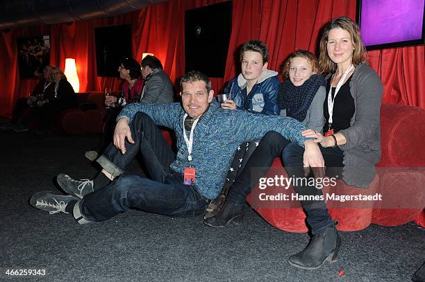 Actor Goetz Otto and his wife Sabine with their children Lino and Luna attend 'Cirque Du Soleil' Kooza 2014 Munich Premiere at Theresienwiese on...