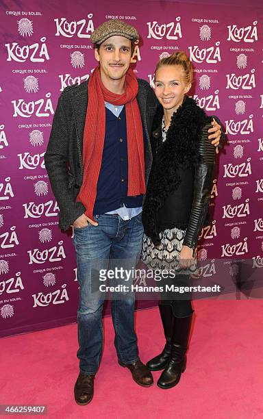 Max von Thun and girlfriend Kim Eberle attend 'Cirque Du Soleil' Kooza 2014 Munich Premiere at Theresienwiese on January 31, 2014 in Munich, Germany.