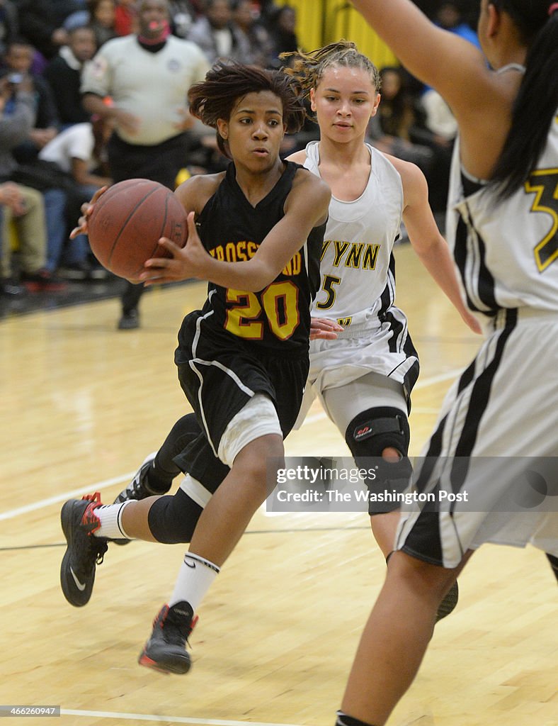 Crossland G Alexis Welch drives to the basket against Gwynn Park on