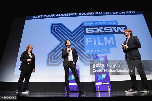 Film Festival Director Janet Pierson, and film co-directors Adrien Brody and Kevin Ford take part in a Q&A following the "Stone Barn Castle" premiere...