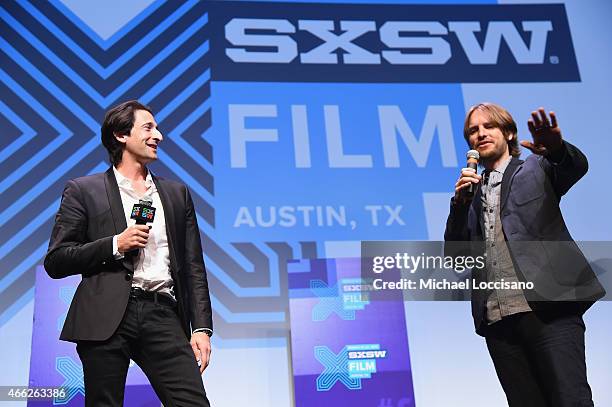 Film co-directors Adrien Brody and Kevin Ford take part in a Q&A following the "Stone Barn Castle" premiere during the 2015 SXSW Music, Film +...
