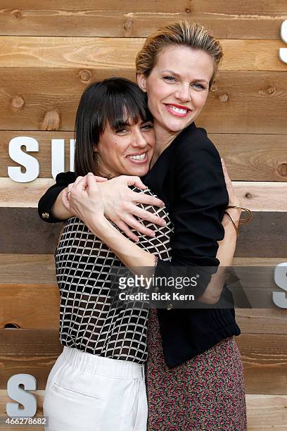 Actresses Constance Zimmer and Brooklyn Decker attend a cocktail party for the cast of Magnolia Pictures Results, hosted by Samsung at SXSW 2015...
