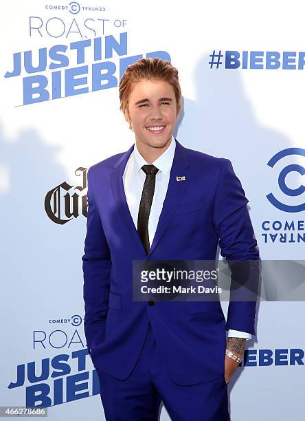 Justin Bieber attends The Comedy Central Roast of Justin Bieber at Sony Pictures Studios on March 14, 2015 in Los Angeles, California.