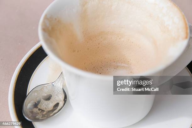 empty cappuccino cup - roma capucino stock pictures, royalty-free photos & images