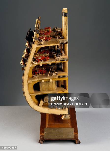 Model of the galley Vasa, built between 1626 and 1628, midship section. Sweden, 17th century.