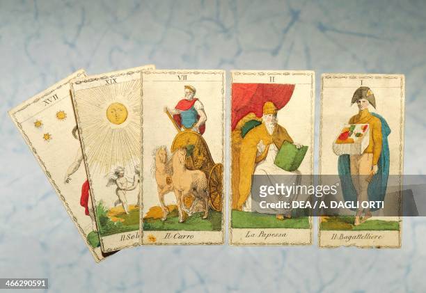 Neoclassical tarot cards, print by Ferdinand Gumppenberg, Milan, 1820. Italy, 19th century.