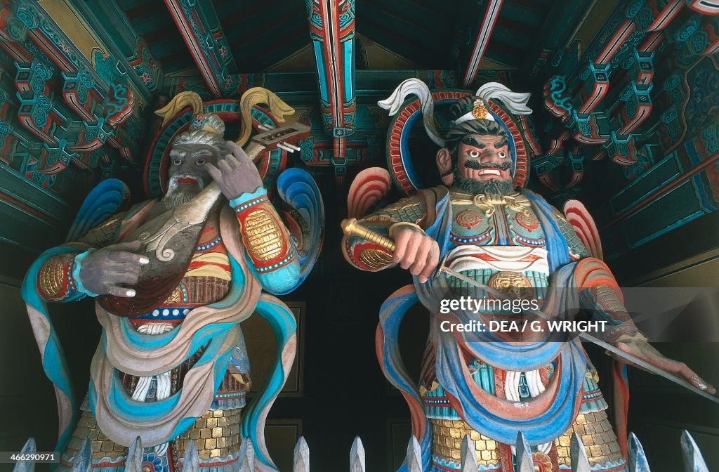 Colored wooden statues