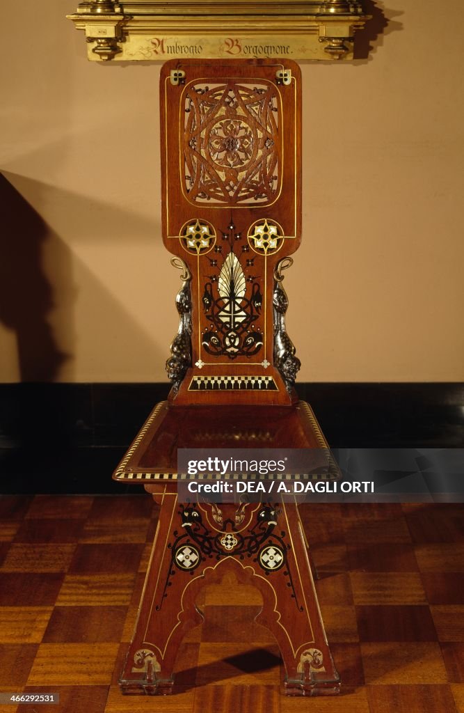 Mahogany chair with mother of pearl inlays...