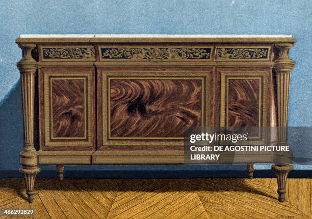 Eighteenth century Louis XVI style dresser, illustration from the Dictionnaire de l'ameublement et de la decoration XIIIth depuis le siecle jusqu'a...