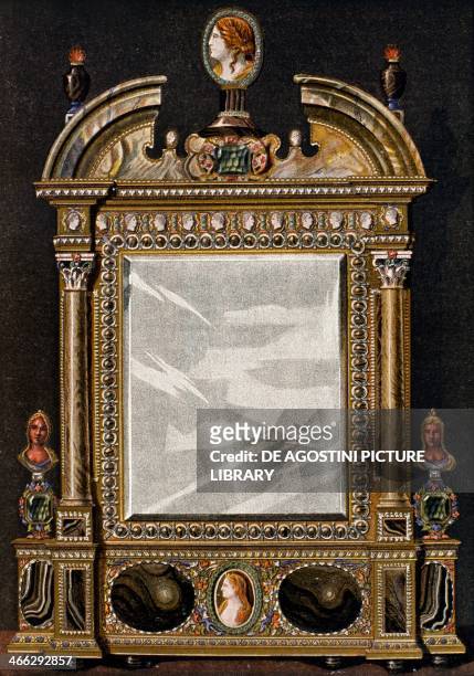 Mirror once belonging to Marie de Medici, 16th century, illustration from the Dictionnaire de l'ameublement et de la decoration XIIIth depuis le...