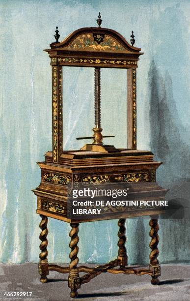 Press with inlaid wood, 18th century, illustration from the Dictionnaire de l'ameublement et de la decoration XIIIth depuis le siecle jusqu'a nos...
