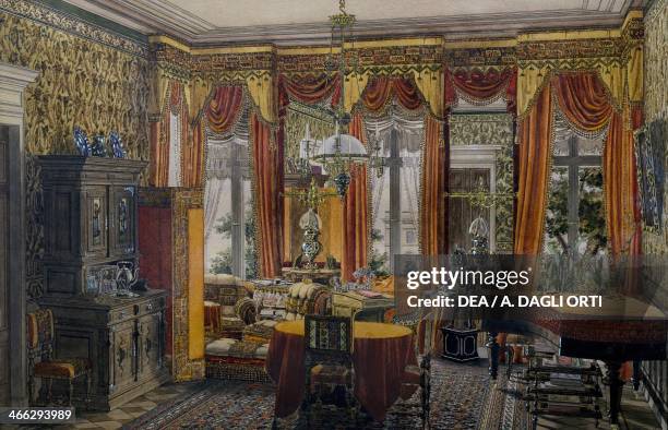 Berlin drawing room, watercolour by Conrad von Muralt .