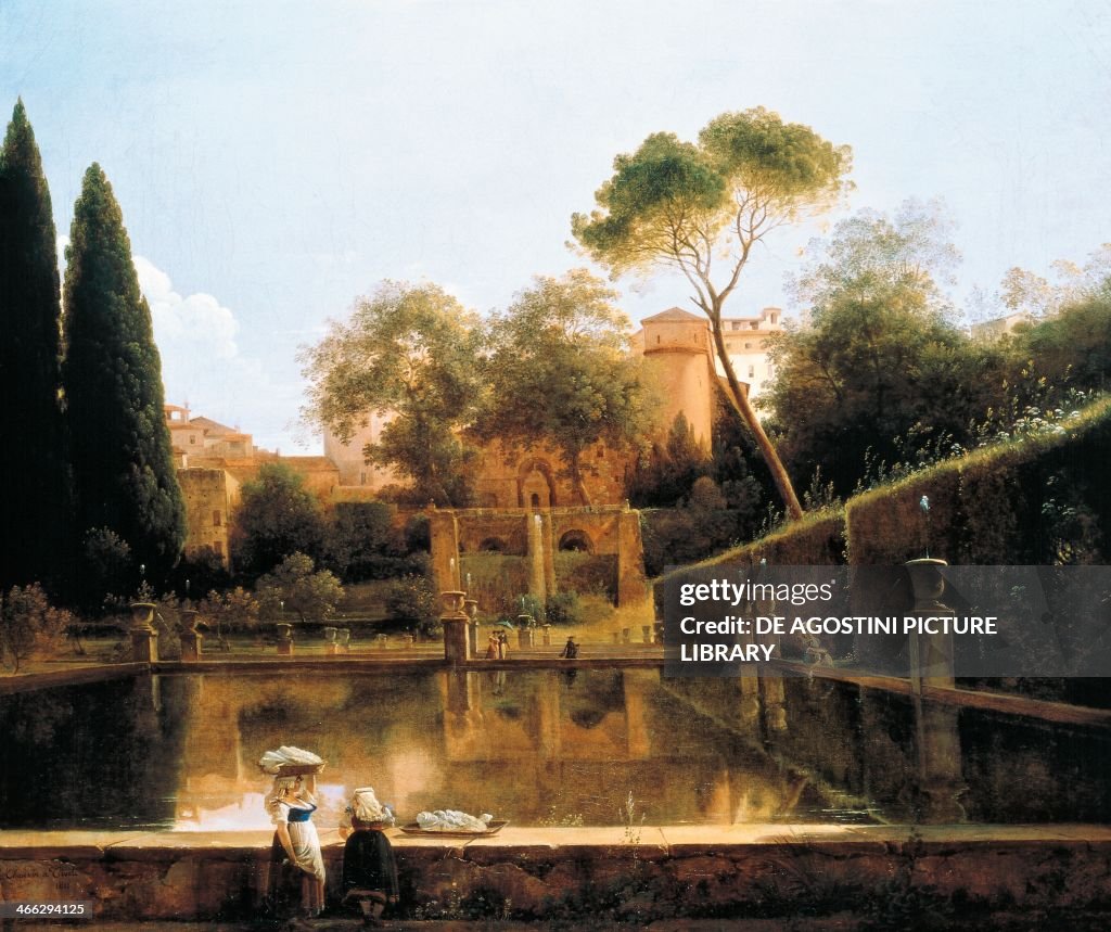 View of gardens of Villa d'Este in Tivoli