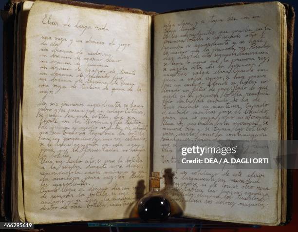 Elixir History Ancient formulas for the elixir of life, copy. 19th century. News Photo ...