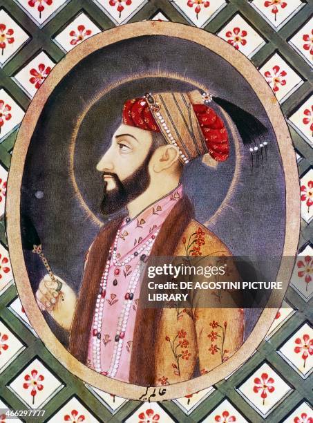 Portrait of Mughal Emperor Aurangzeb known as Alamgir I , ruler of India from 1658 to 1717, 18th century Indian miniature.