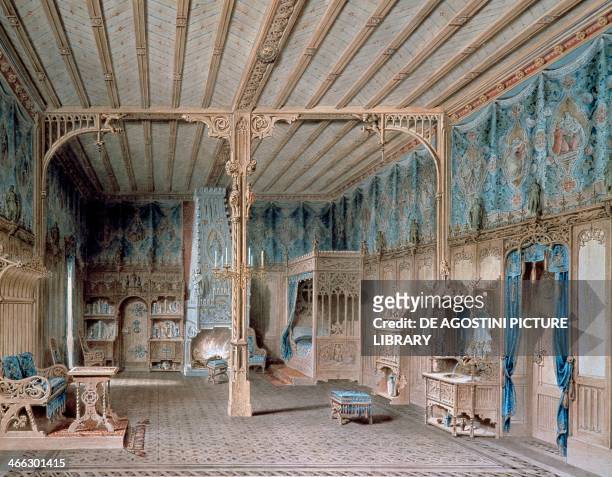 Design for the bedroom of King Ludwig II of Bavaria in Neuschwanstein Castle by Peter Herwegen .