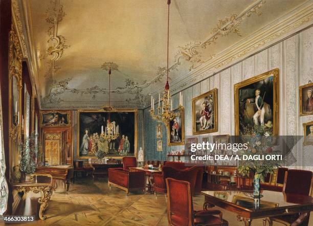 Hall of Princess Sofia in the Imperial Apartments, Schoenbrunn Palace , Vienna, Austria, print, 19th century.