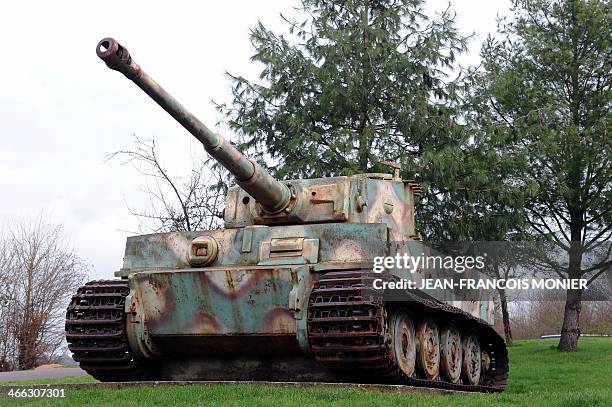 This picture taken on January 30 shows a German Tiger tank, displayed at the entrance of the French western city of Vimoutiers. This tank will be...