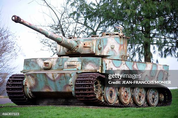 This picture taken on January 30 shows German's tank Tiger, on dislay in Vimoutiers, western France. This tank is awaiting restoration for celebrate...