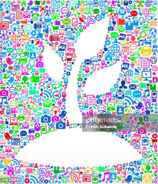 plant on modern technology & communication background pattern - talking to camera background stock illustrations