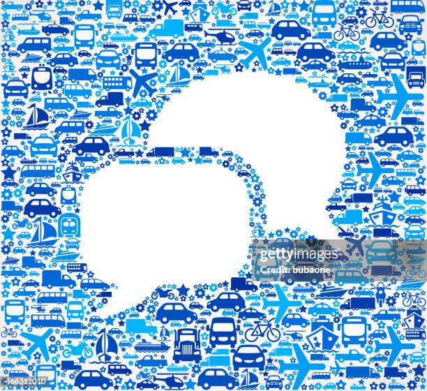 white speech bubbles on transportation interface icon pattern - bus side stock illustrations