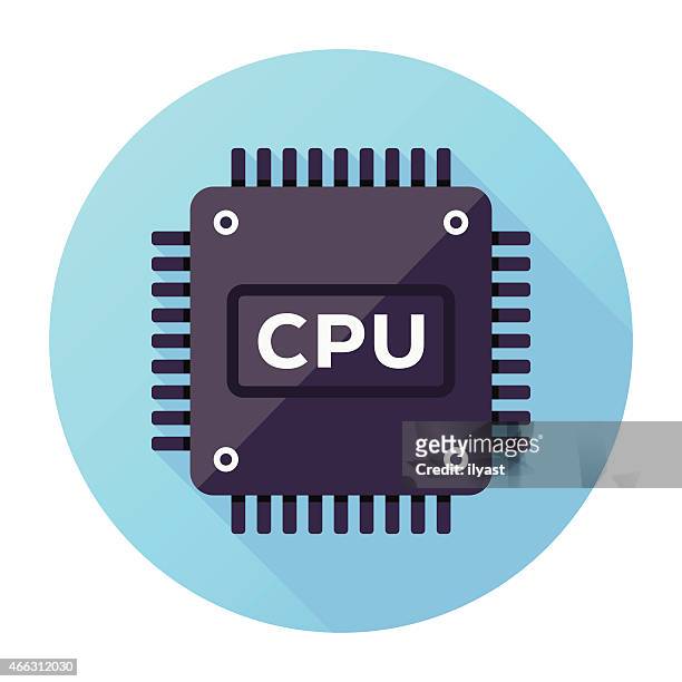 illustrazioni stock, clip art, cartoni animati e icone di tendenza di icona della cpu - chip del computer