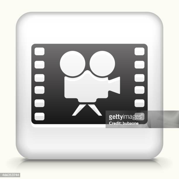 square button with camera on film royalty free vector art - videocassette stock illustrations