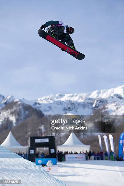 Snowboarder Ben Kilner of Team GB at the snowboard world cup at the Sochi Olympic test event on February 14, 2013 in Sochi, Russia.